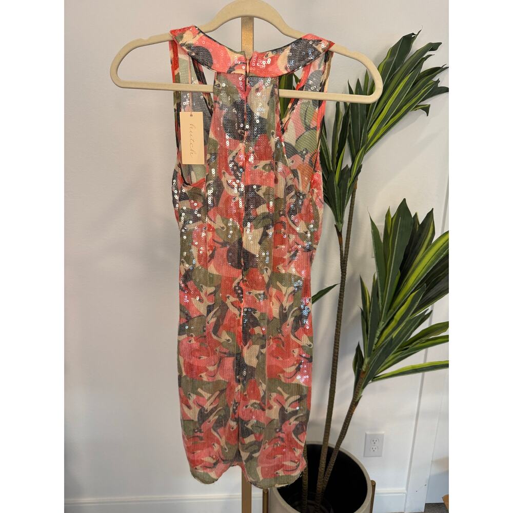 Hutch | Sequin Abstract Floral Ruched Mini Dress - Picture 10 of 13